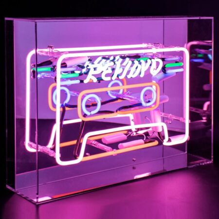 Glazen Neon Box - 'Cassette' - Large | Fiftiesstore