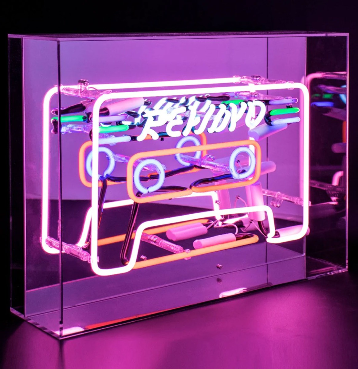 Glazen Neon Box - 'Cassette' - Large | Fiftiesstore