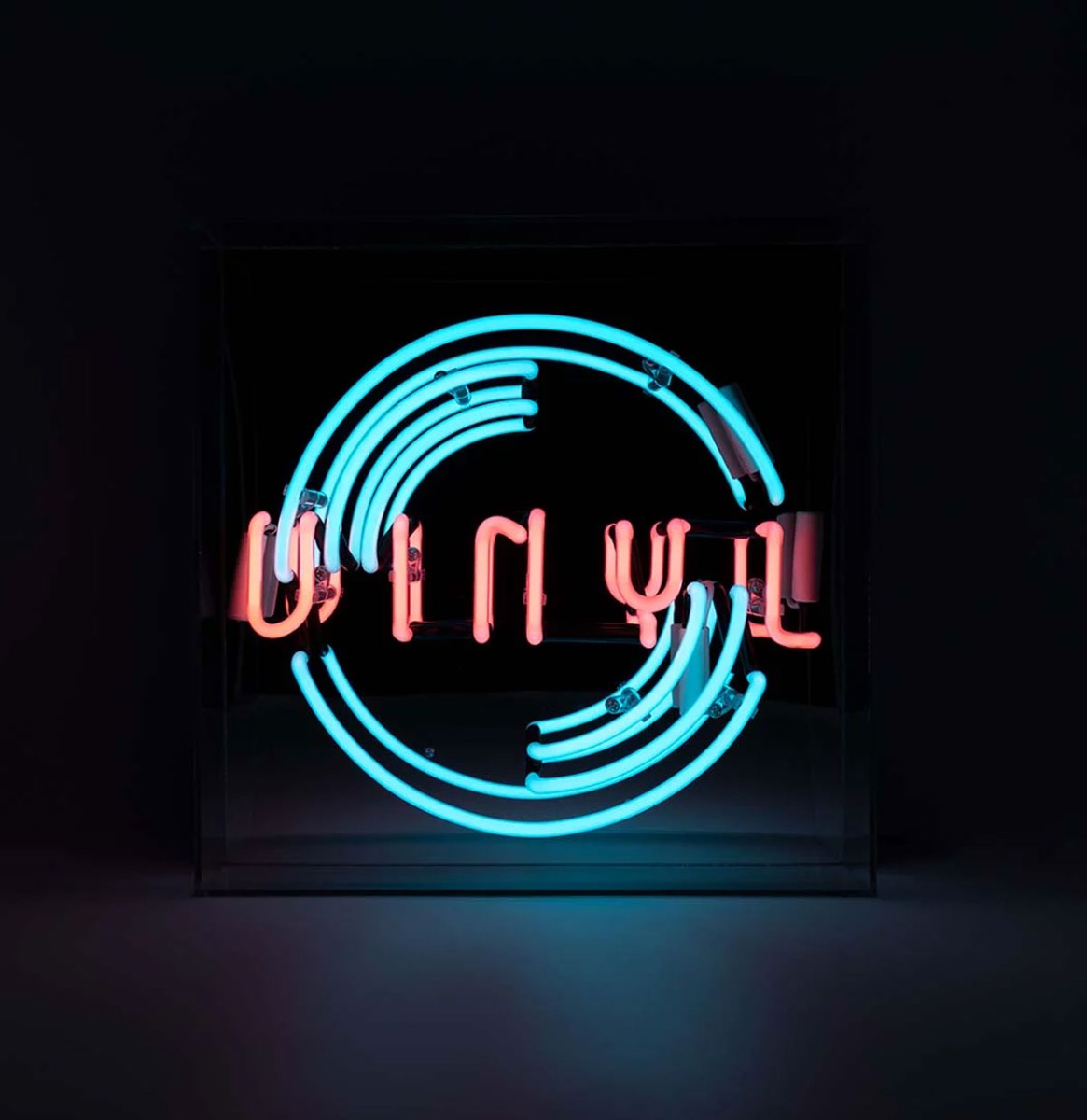 Glazen Neon Box - 'Vinyl' - Large | Fiftiesstore
