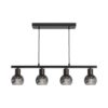 Glazura - LED Hanglamp 4 Lichts - Glazen bollen - Smokey glas - Zwart - E14 fittingen | HOFTRONIC