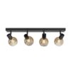Glazura - LED Plafondlamp 4 spots - Glazen bollen - Amber glas - Zwart - E14 fittingen | HOFTRONIC