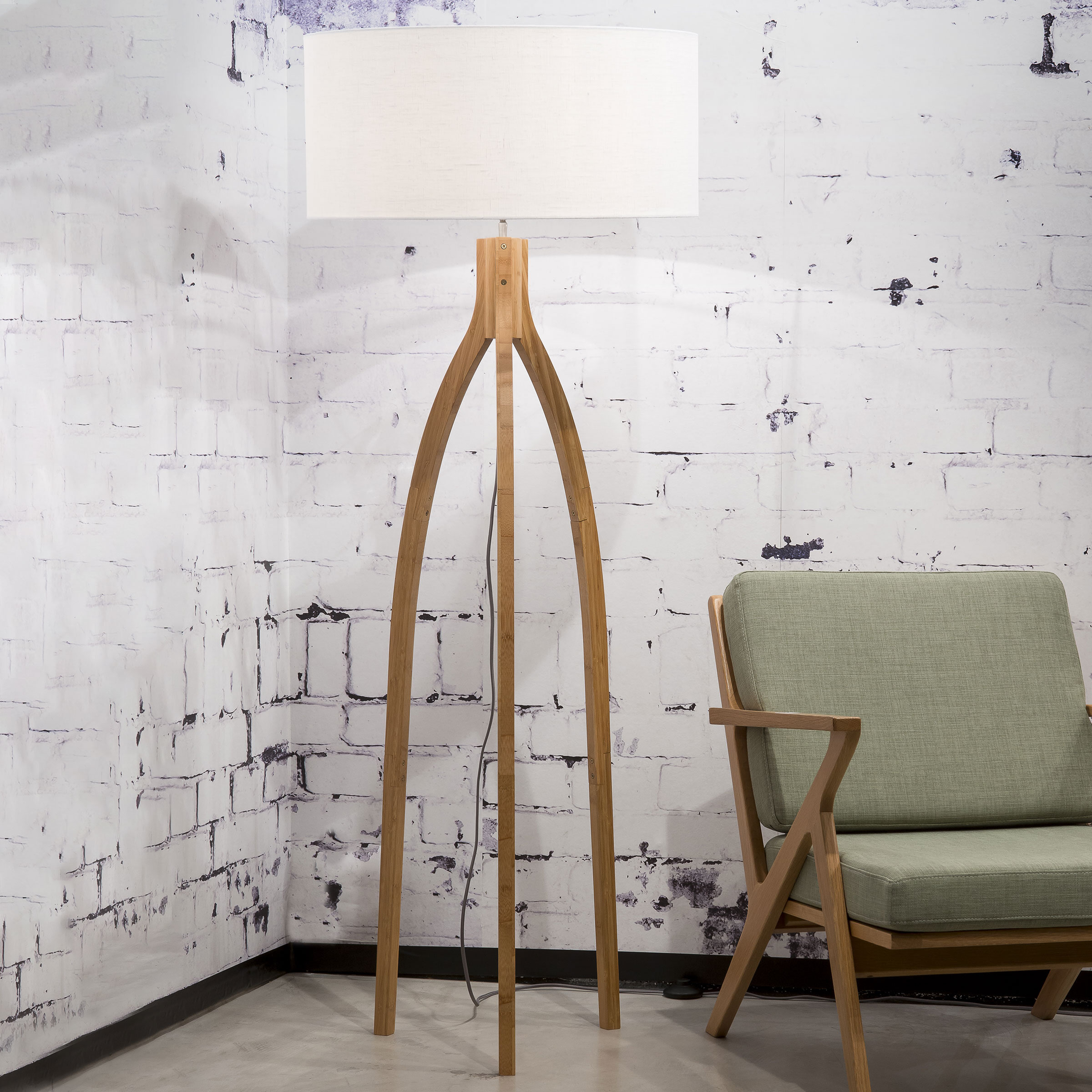Good&Mojo Vloerlamp 'Annapurna' Bamboe en Eco linnen