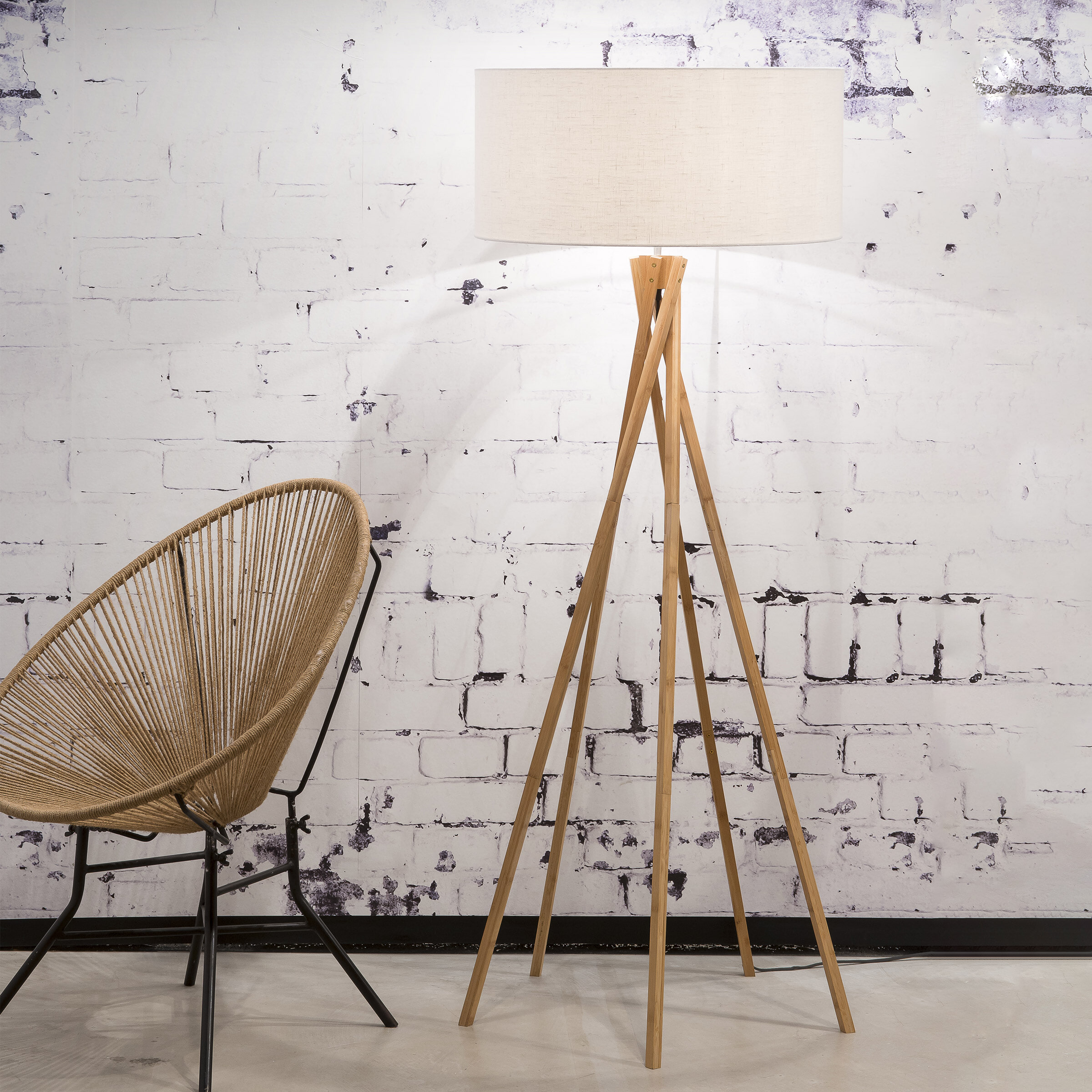 Good&Mojo Vloerlamp 'Kilimanjaro' Bamboe en Eco linnen