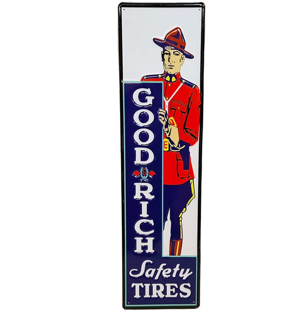 Goodrich Safety Tires Stalen Bord met Relief - 73 x 20cm | Fiftiesstore
