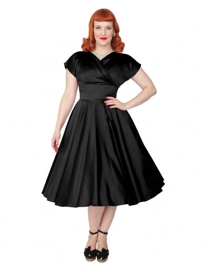 Grace Duchess Dress Satin Black-40 (NL)/ 12 (UK) | 47% korting | Vivien of Holloway