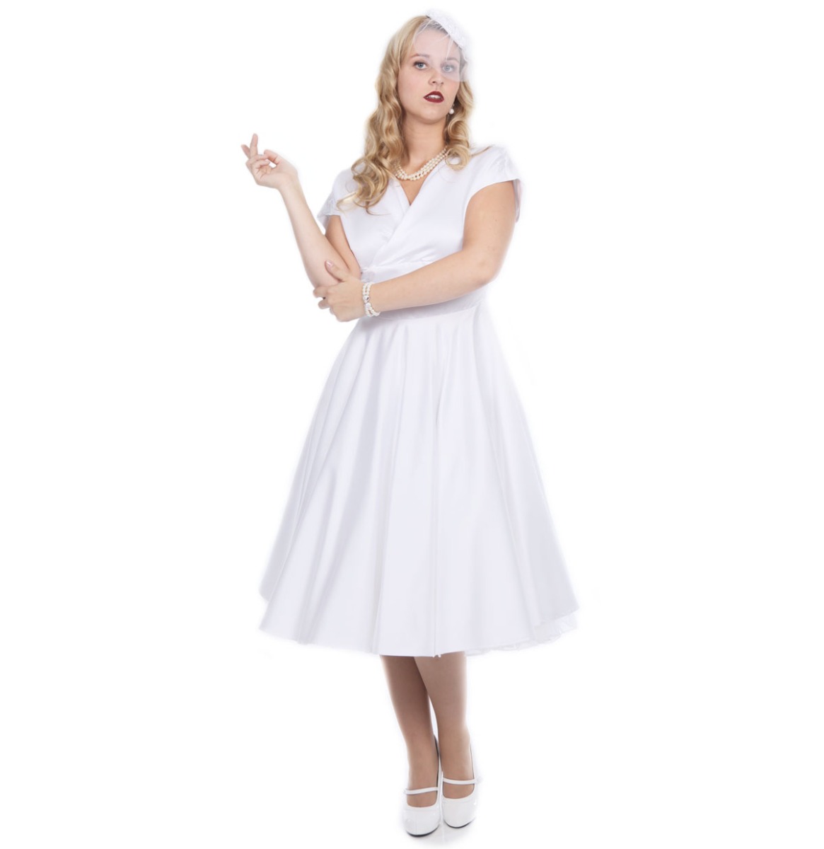 Grace Duchess Satin Dress White-M | 24% korting | Vivien of Holloway