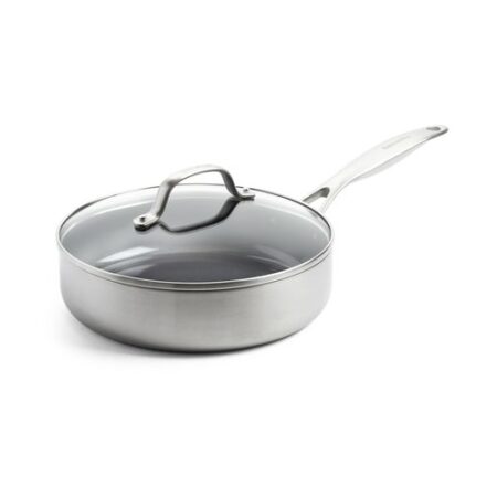 GreenPan Geneva hapjespan 24cm met deksel Pan Zilver | Greenpan