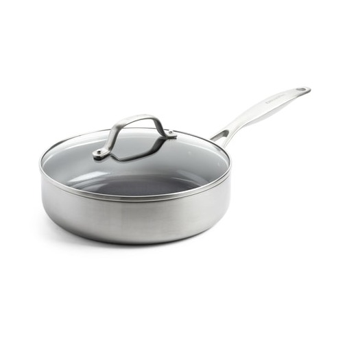 GreenPan Geneva hapjespan 24cm met deksel Pan Zilver | Greenpan
