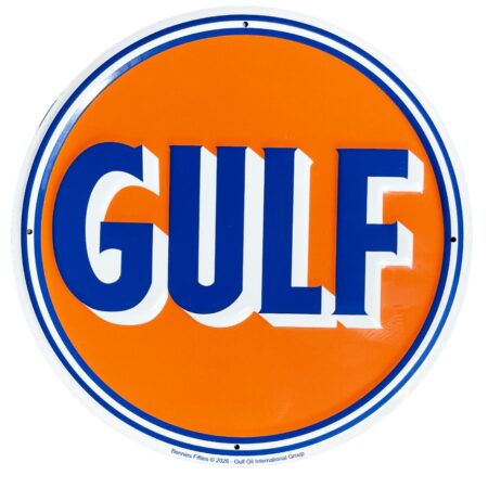 Gulf 1960's Logo Rond Stalen Bord - 30 cm | Gulf