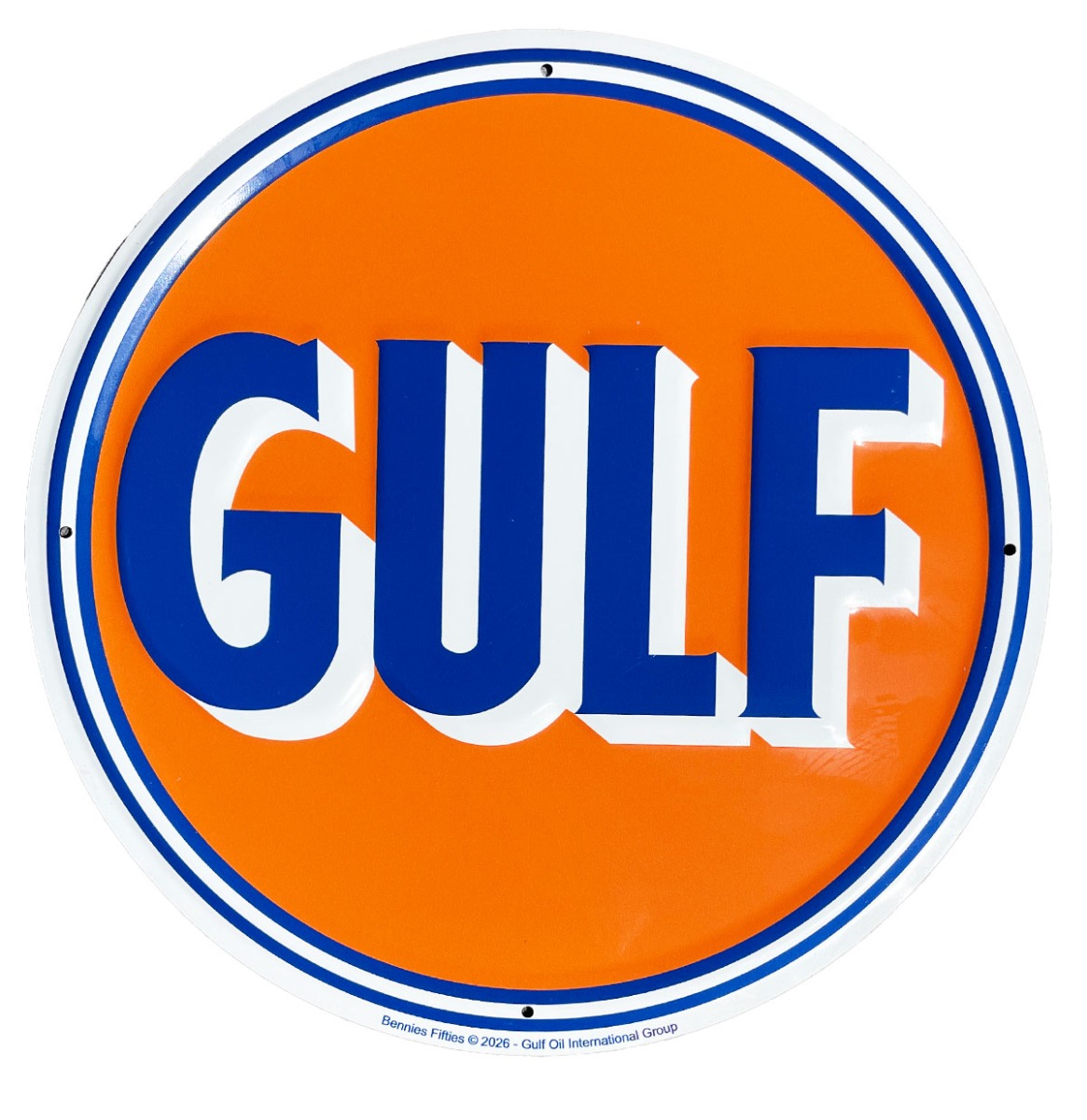 Gulf 1960's Logo Rond Stalen Bord - 30 cm | Gulf