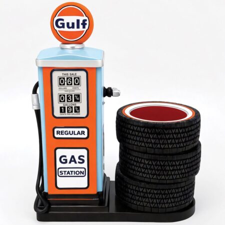 Gulf 1963 Resin Benzinepomp Pennenhouder en Bureau Organiser | Gulf