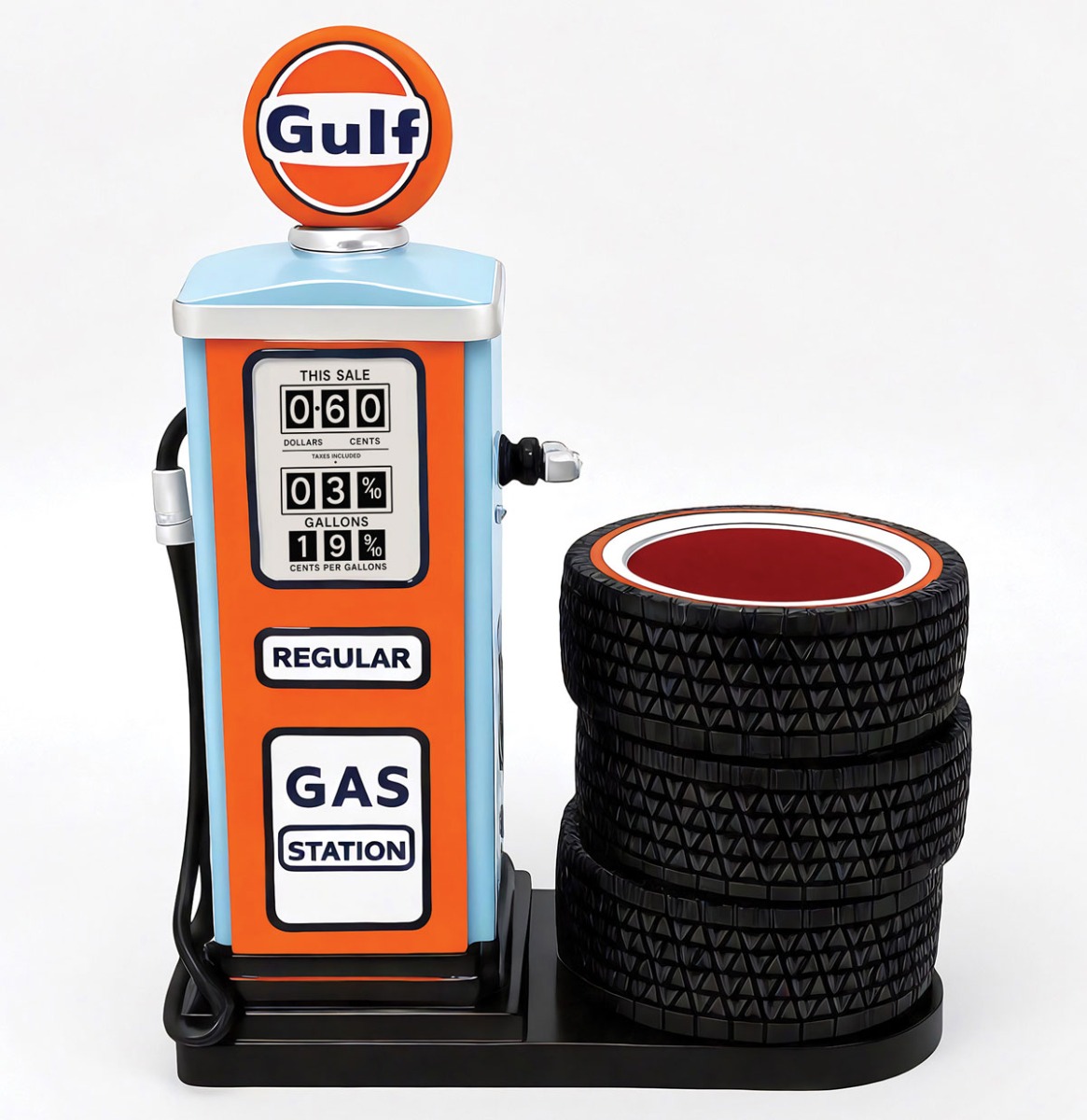 Gulf 1963 Resin Benzinepomp Pennenhouder en Bureau Organiser | Gulf