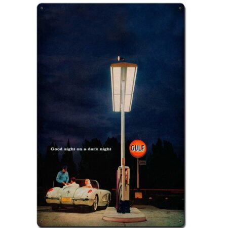 Gulf Benzinepomp Zwaar Metalen Bord - 60 x 40 cm | Gulf