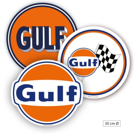 Gulf Logo Officiele Stickers 30 cm - SET van 3 | Gulf