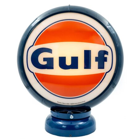 Gulf Logo PVC Benzinepomp Bol met Lampvoet - Blauw/Blauw | Gulf