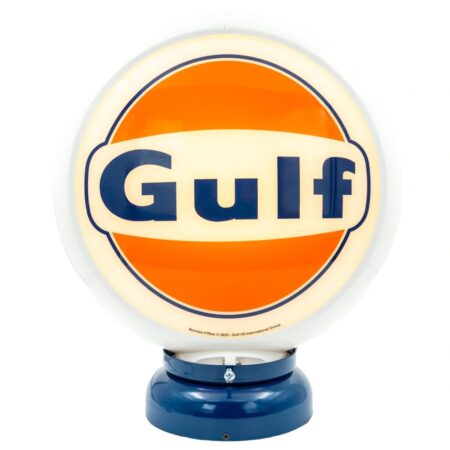Gulf Logo PVC Benzinepomp Bol met Lampvoet - Wit/Blauw | Gulf