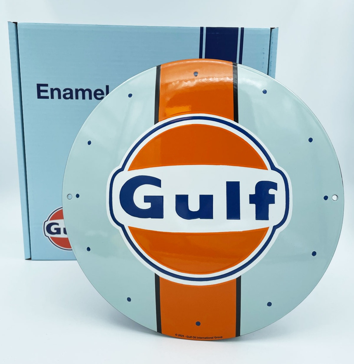 Gulf Racing Emaille Bord 30 cm Rond - Officieel Gelicentieerd door Bennies Fifties | Gulf