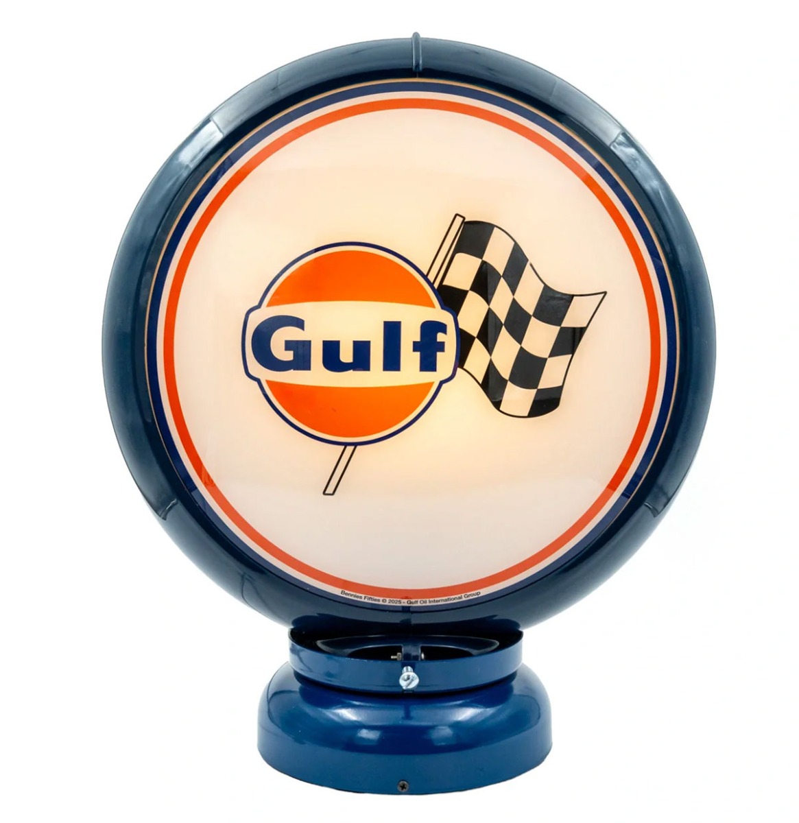 Gulf Racing PVC Benzinepomp Bol met Lampvoet - Blauw/Blauw | Gulf