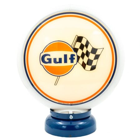 Gulf Racing PVC Benzinepomp Bol met Lampvoet - Wit/Blauw | Gulf