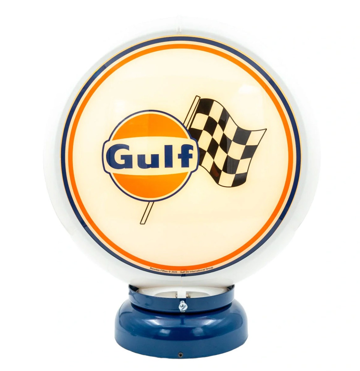 Gulf Racing PVC Benzinepomp Bol met Lampvoet - Wit/Blauw | Gulf