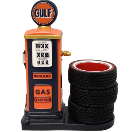 Gulf Vintage Benzinepomp Pennenhouder en Bureau Organiser | Gulf