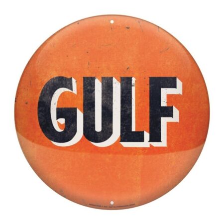 Gulf Vintage Logo Disc Metalen Wandbord met Reliëf 35 cm | Gulf