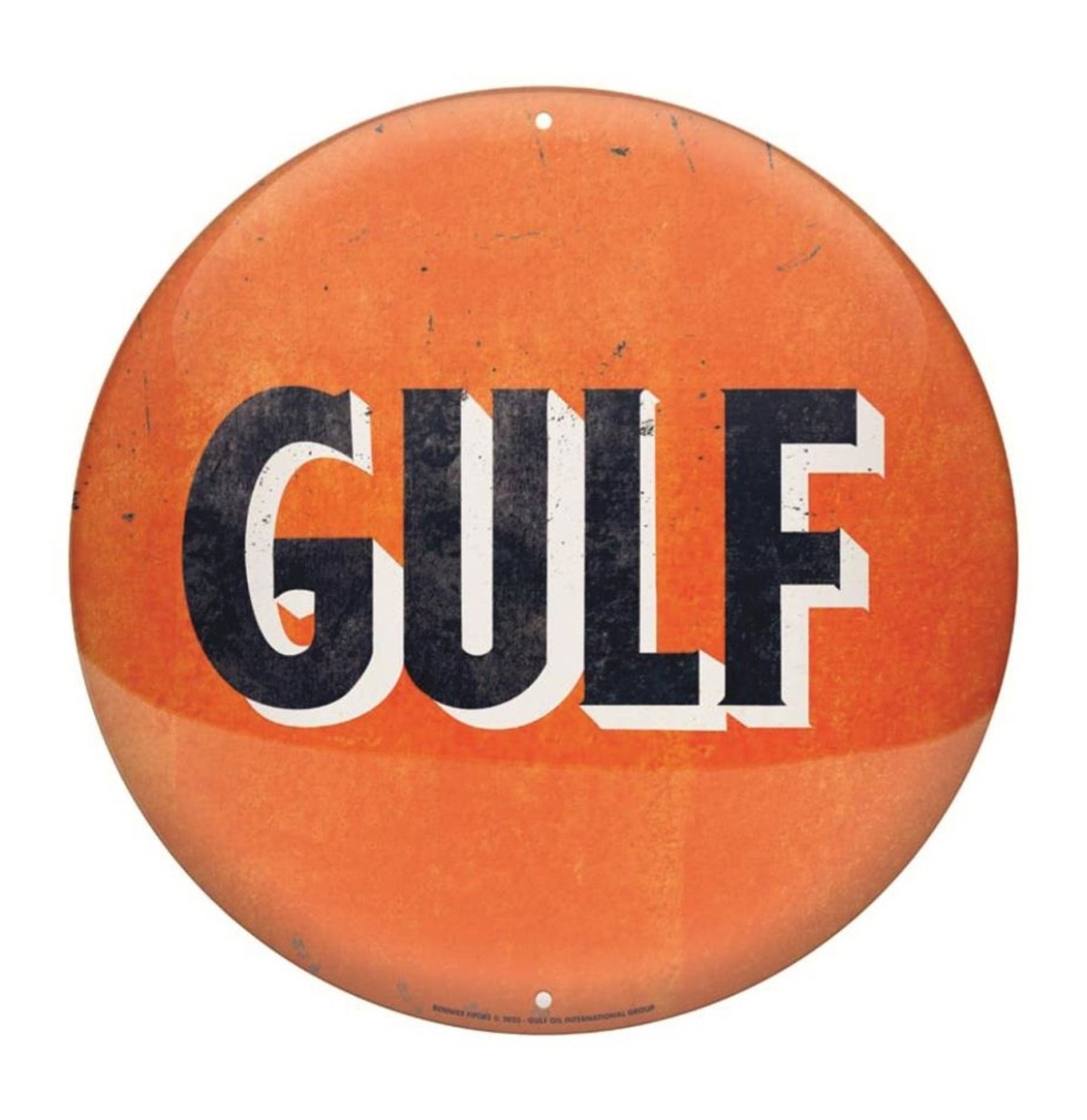 Gulf Vintage Logo Disc Metalen Wandbord met Reliëf 35 cm | Gulf