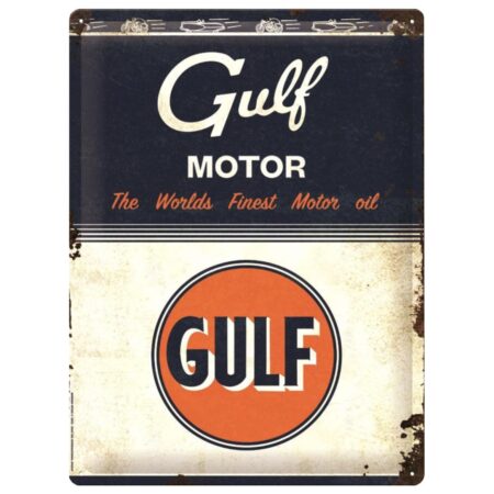 Gulf Vintage Motor Oil Metalen Bord - 30 x 40 cm | Gulf