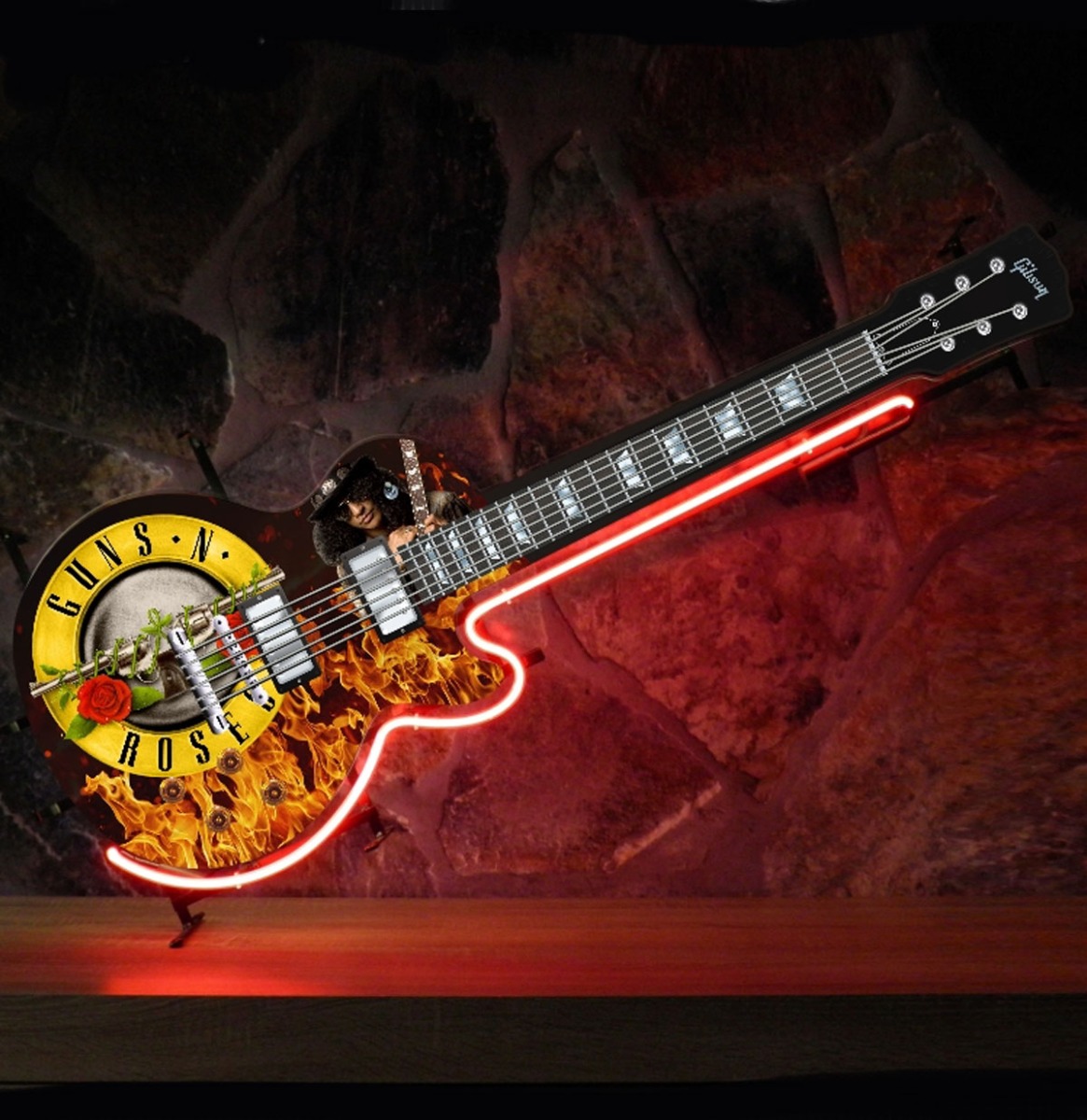 Guns 'N' Roses Gibson Gitaar Neon Verlichting 119 x 45 cm - Rood