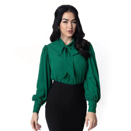Gwen Blouse Emerald-XS | 42% korting | Fiftiesstore