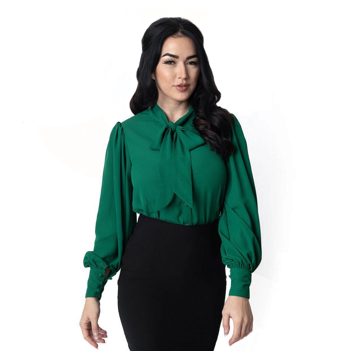 Gwen Blouse Emerald-XS | 42% korting | Fiftiesstore