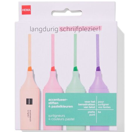 HEMA Accentueerstiften pastelkleuren - 4 stuks | HEMA