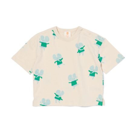 HEMA Baby T-shirt jersey dieren ecru (ecru) | HEMA