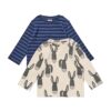 Baby T-shirt rib strepen ezels - 2 stuks blauw