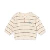 HEMA Baby T-shirt rib strepen olifant ecru (ecru) | HEMA