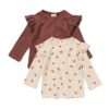 HEMA Baby T-shirts ajour bloemen - 2 stuks bruin (bruin) | HEMA