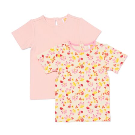 HEMA Baby T-shirts rib bloemen - 2 stuks ecru (ecru) | HEMA