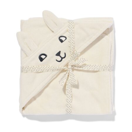HEMA Baby badcape 80x80cm beertje (wit) | HEMA