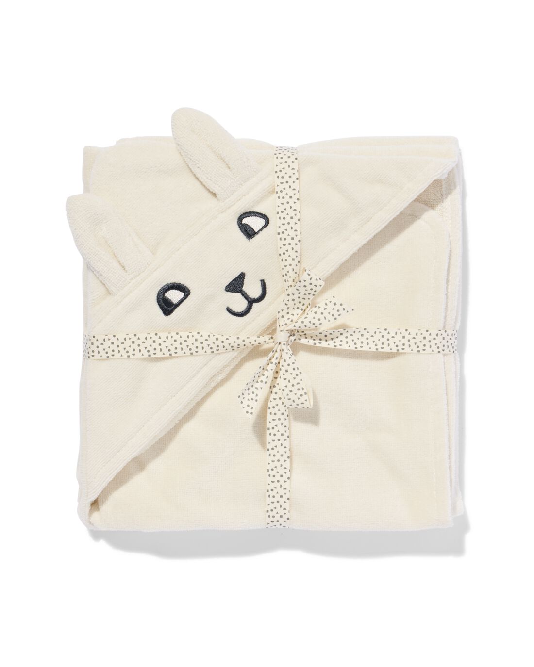 HEMA Baby badcape 80x80cm beertje (wit) | HEMA