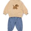 Baby kledingset sweatstof hond beige