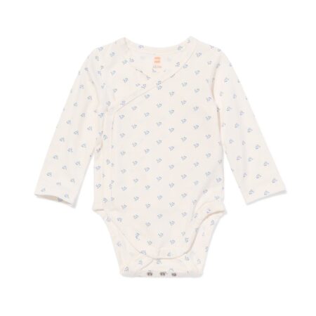 Baby meegroei overslagromper rib bloemen ecru