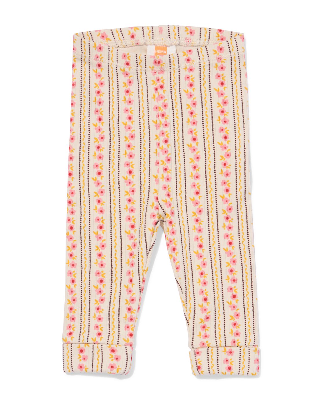HEMA Baby meegroeilegging aansluitend rib bloemen ecru (ecru) | HEMA