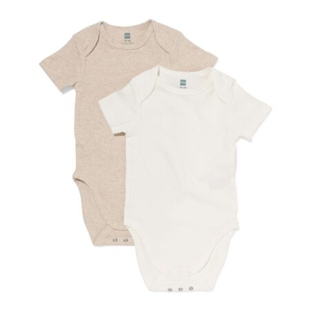 Baby meegroeiromper LENZING™ ECOVERO™ rib - 2 stuks naturel