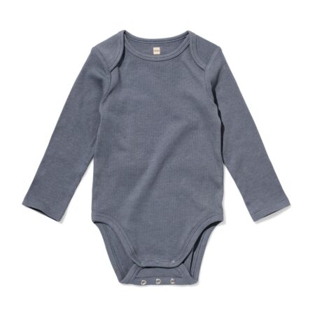 HEMA Baby meegroeiromper LENZING™ ECOVERO™ rib donkergrijs (donkergrijs) | HEMA