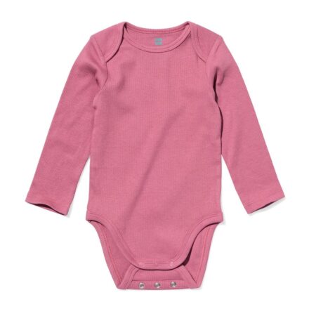 HEMA Baby meegroeiromper LENZING™ ECOVERO™ rib donkerroze (donkerroze) | HEMA