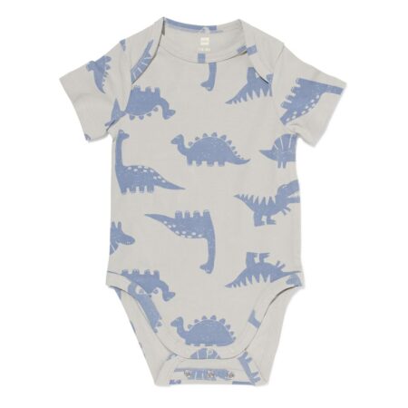 HEMA Baby meegroeiromper dino blauw (blauw) | HEMA