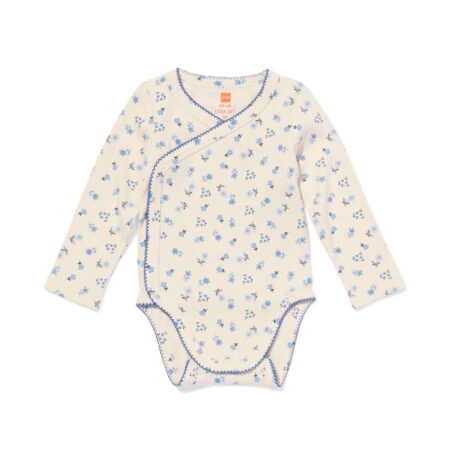HEMA Baby meegroeiromper rib bloemen gebroken wit (gebroken wit) | HEMA