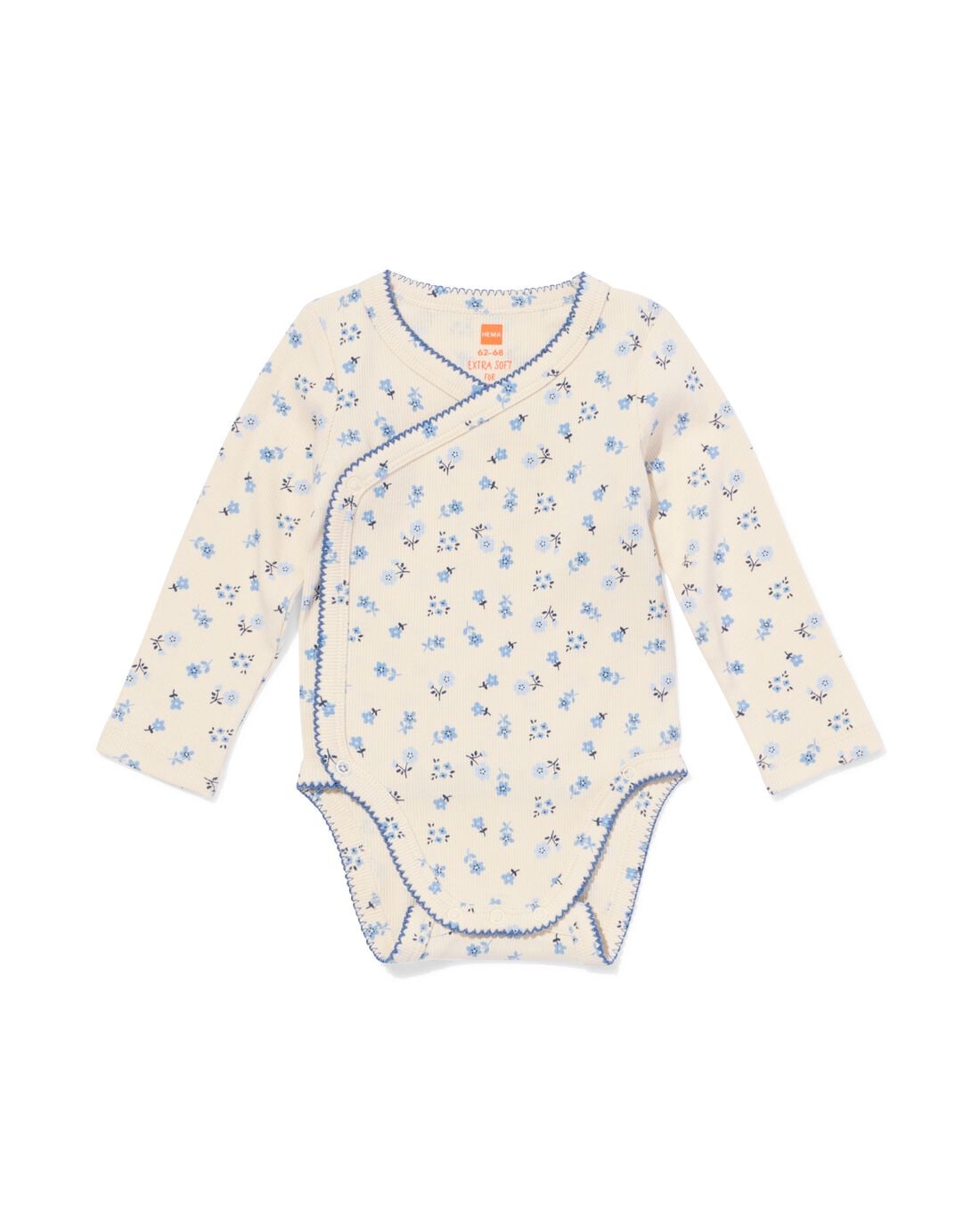 HEMA Baby meegroeiromper rib bloemen gebroken wit (gebroken wit) | HEMA