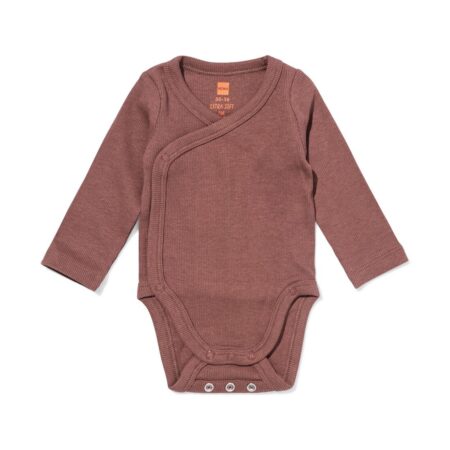HEMA Baby meegroeiromper rib bruin (bruin) | HEMA