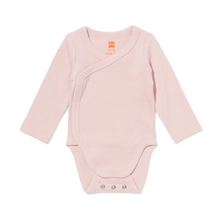 Baby meegroeiromper rib roze